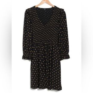 Lucie Oval Dot V-Neck Smocked Minidress